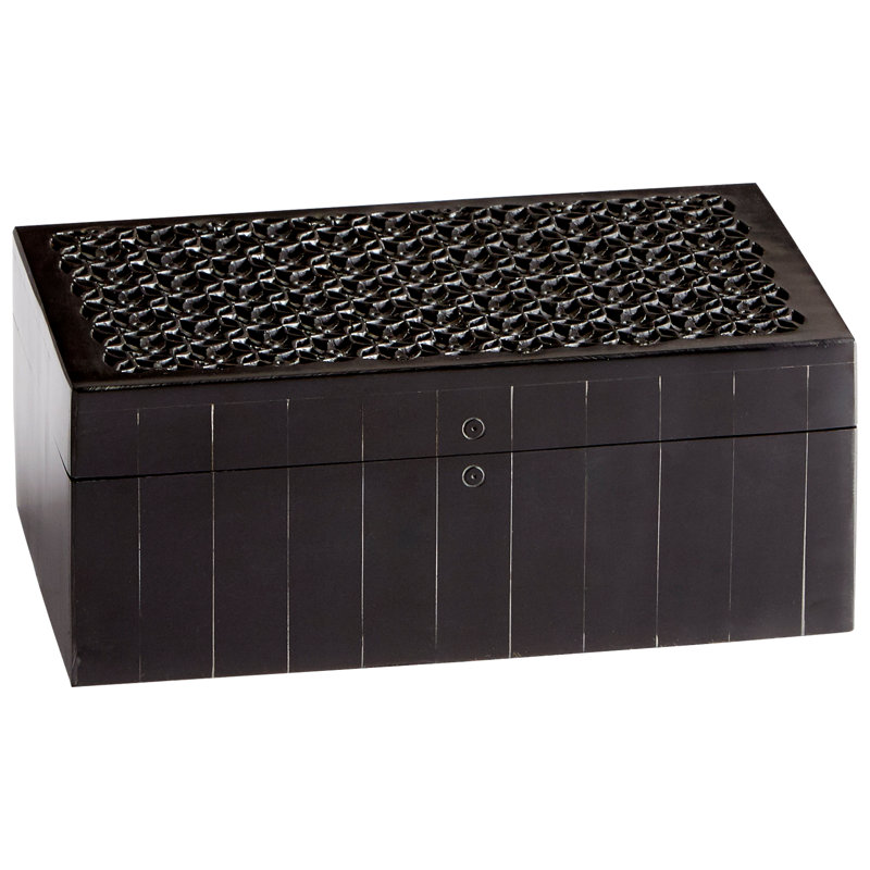 Magnolia Wood Decorative Box, 3.25" H x 8" W x 5" D