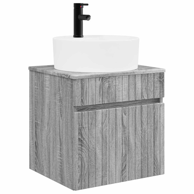 Single Bathroom Vanity with Ceramic Basin, Grey Sonoma