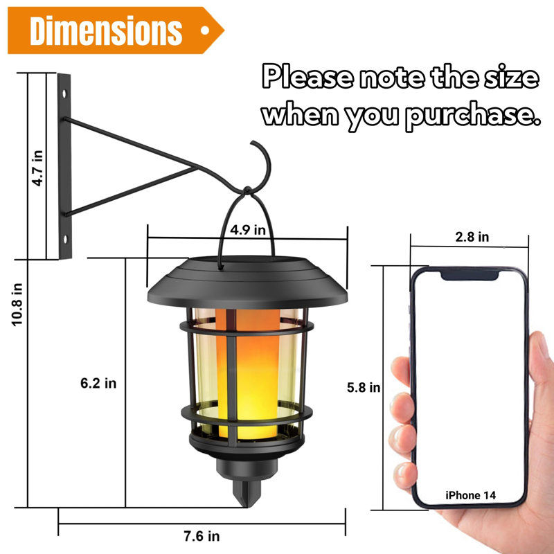 Lampe sur pied d'extérieur à énergie solaire intégrée 6,2 po à DEL