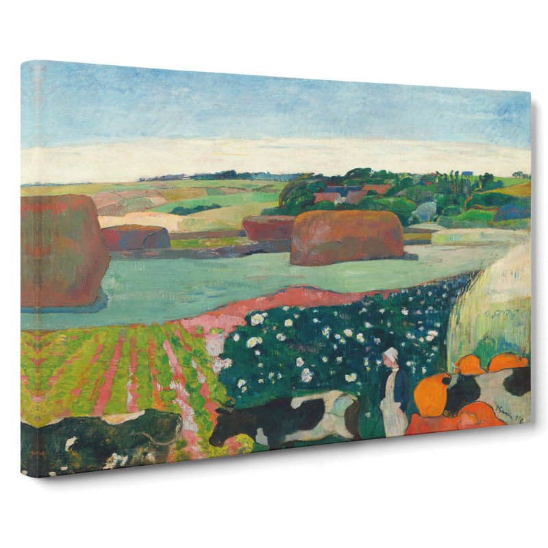 Haystacks In Brittany by Paul Gauguin - Wrapped Canvas Painting, 35cm H x 50cm W x 3cm D