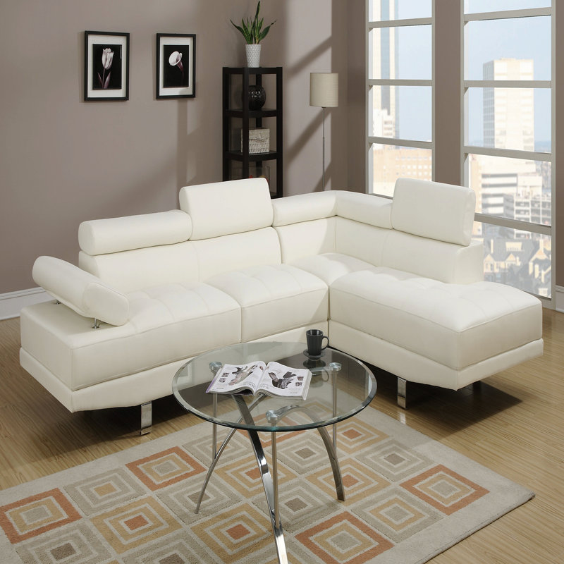 Canapé modulaire en similicuir blanc