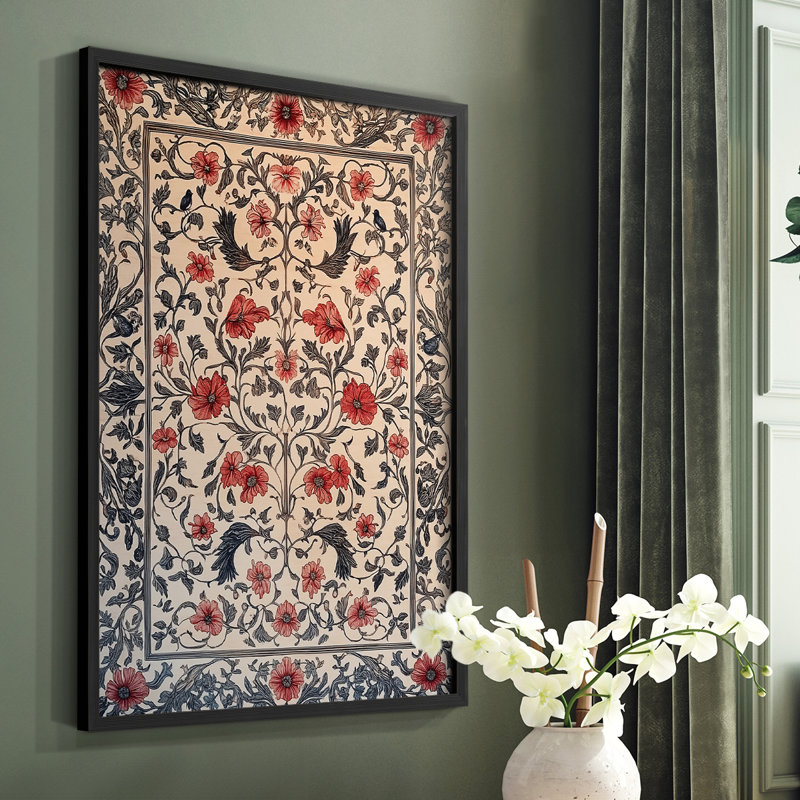 WM MORRIS Series CC  -Premium Framed Print -Ready to Hang - No Nails Required, Black, 15" H x 12" W