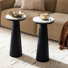 Oxner Modern Round End Table with Genuine Marble Top and Oak