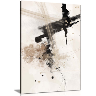 Abstract Black & White Paint Strokes - Wrapped Canvas Painting