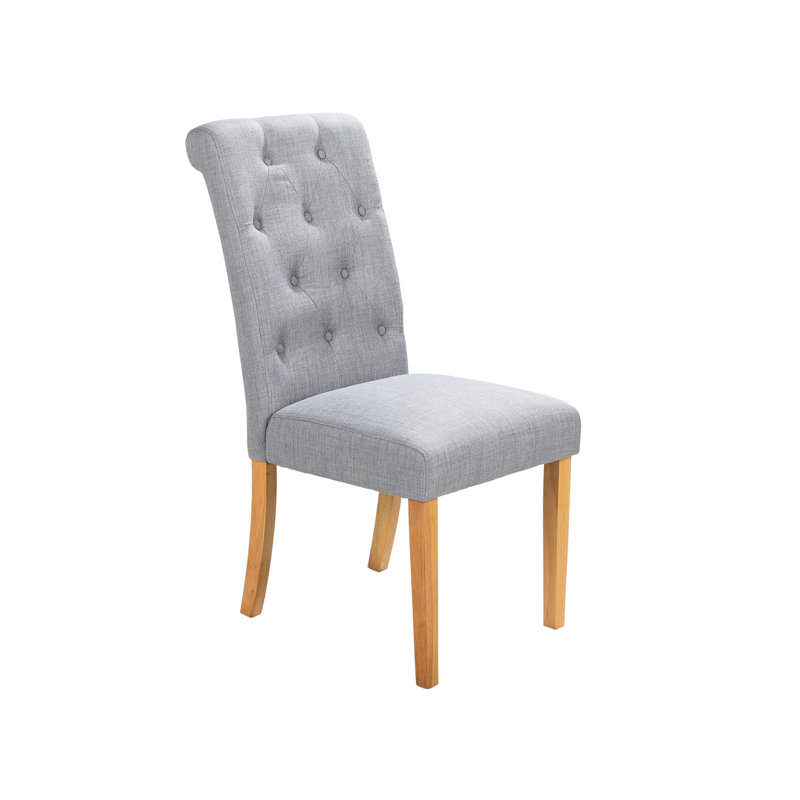 Elissa 48cm H Upholstered Side Chair, Oak, Grey