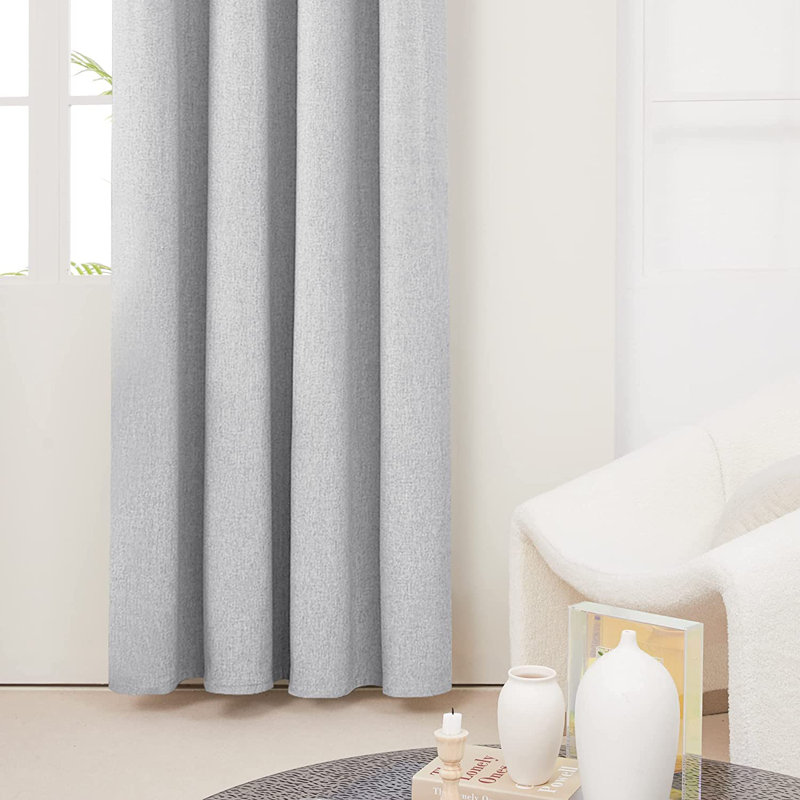 Alhamdi Blackout Thermal Curtains, 117cm Width x 229cm Drop, Light Grey