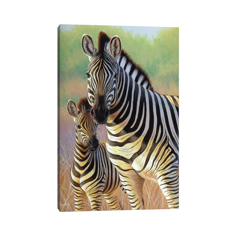 Zebra Mare And Foal by Cynthie Fisher - Wrapped Canvas Print, 20.32 cm H x 30.48 cm W