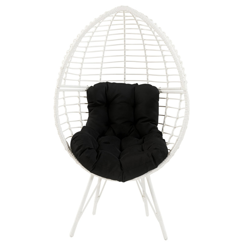 Chaise de patio moderne avec coussin blanc et confortable - noir / blanc amovible noir