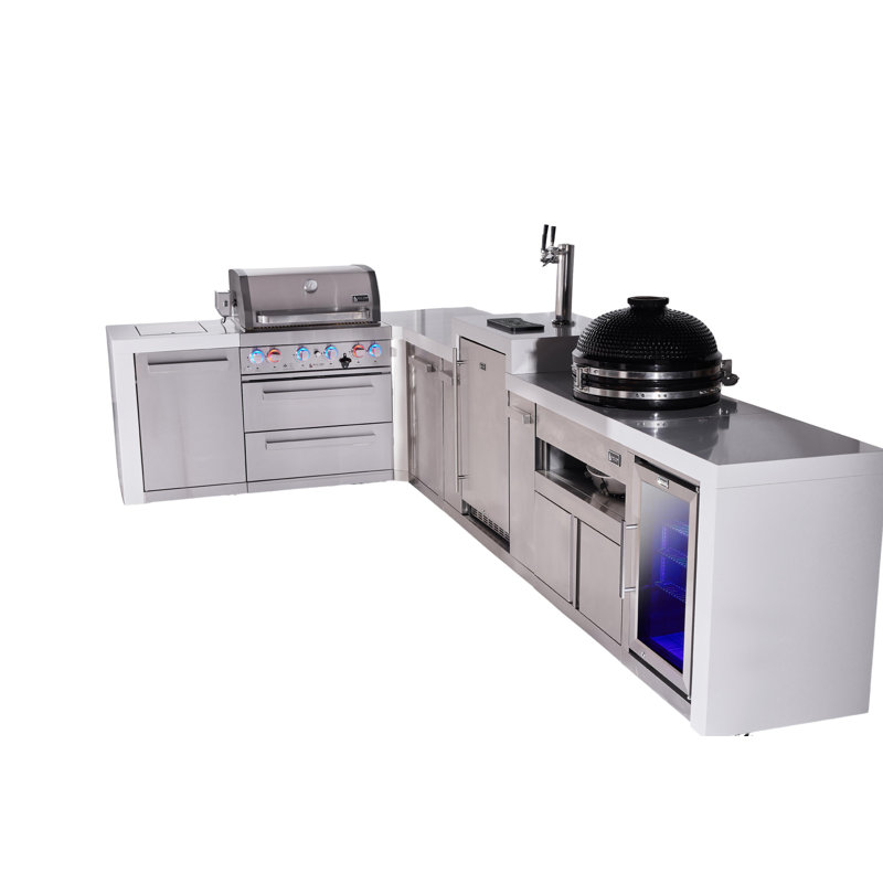 Îlot de cuisine en forme de L de luxe à 4 brûleurs de 82 po x 156 po en forme de L avec îlot de cuisine de Mont Alpi