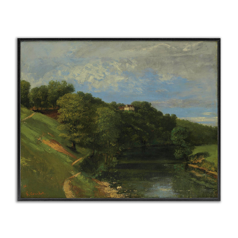 "Classic River Landscape", art giclée par one1000paintings, Giclée encadrée noir minuit, H 11 po x l 14 po
