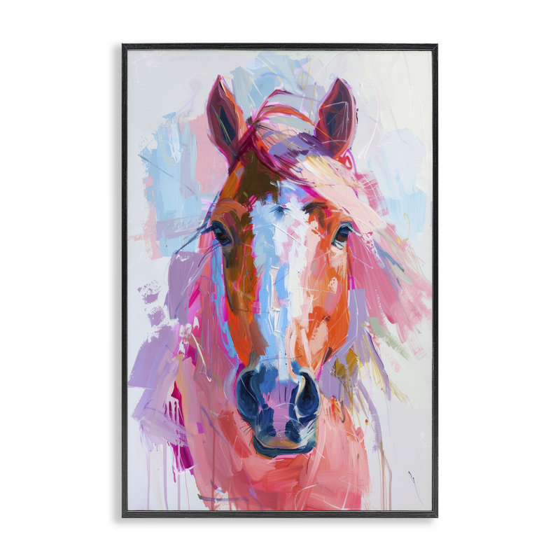 «Sunset Horse Visage», estampe numérique par Petal Prints Design, H 18 po x l 12 po, Giclée encadrée noir minuit