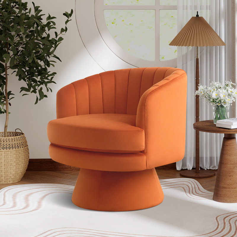 Fauteuil demi-tonneau de 29 po Romriell, Microfibre orange