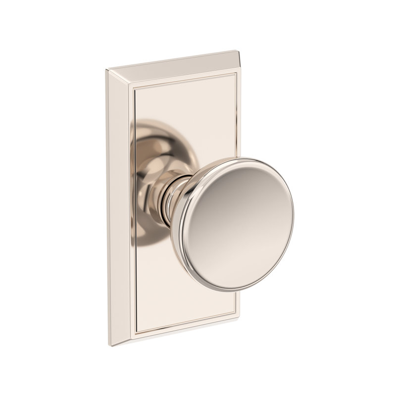 Solvang Half Dummy Knob with Chamfered 5in Rose in Satin Nickel, Lifetime (PVD) Polished Nickel