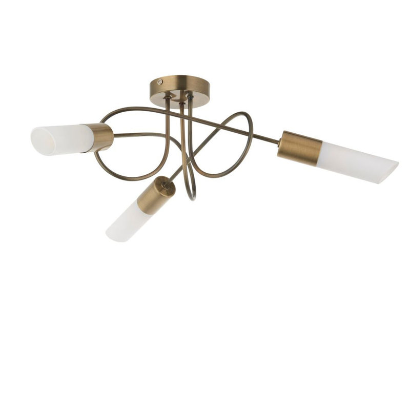 Glass Flush Mount, Antique Brass
