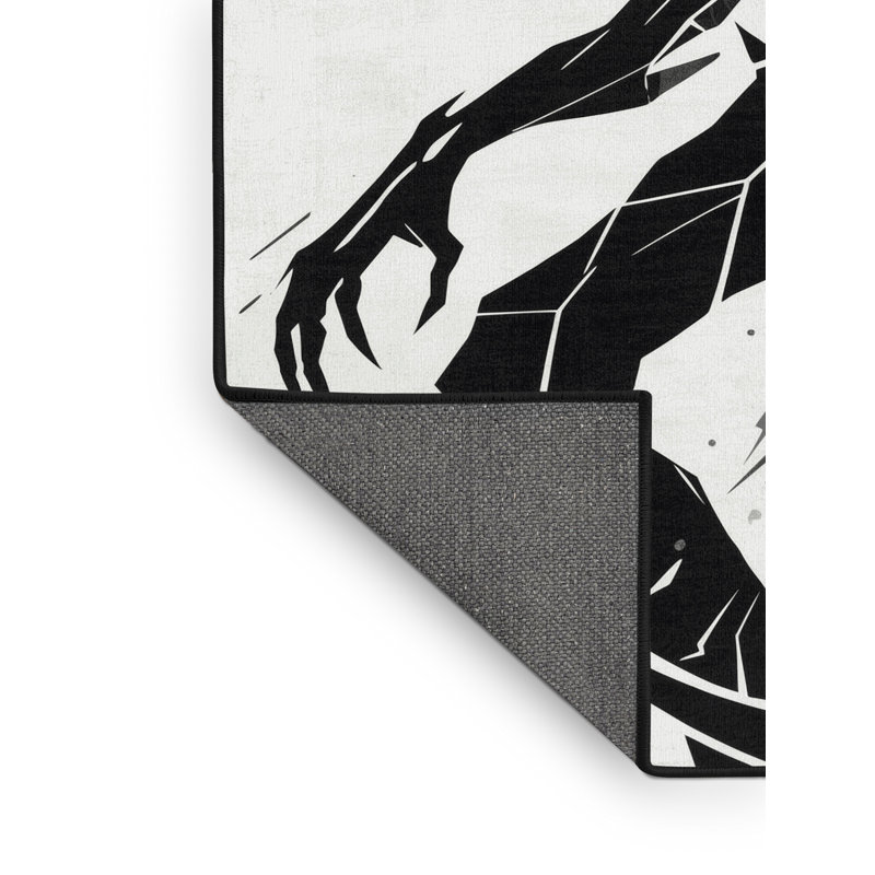 Tapis beige moelleux doux et moelleux à motif abstrait de créatures Kelton, 3 x 5