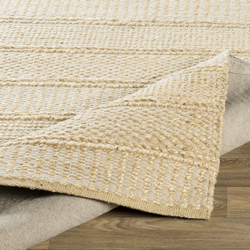 Handwoven Flatweave Cream Area Rug, Rectangle 2' x 3'
