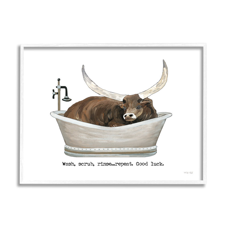 Impression sur toile, "Longhorn", H 16 po x l 20 po x P 1,5 po, Giclée encadrée blanc bord de mer