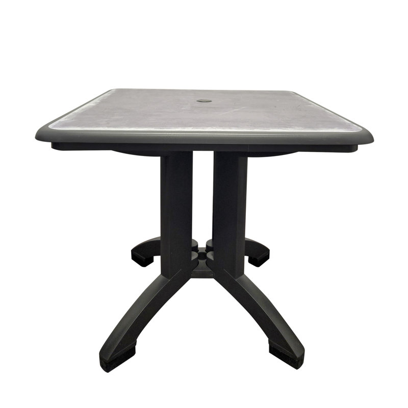 Grosfillex Aquaba 32" Folding Square Table, Gray/Black