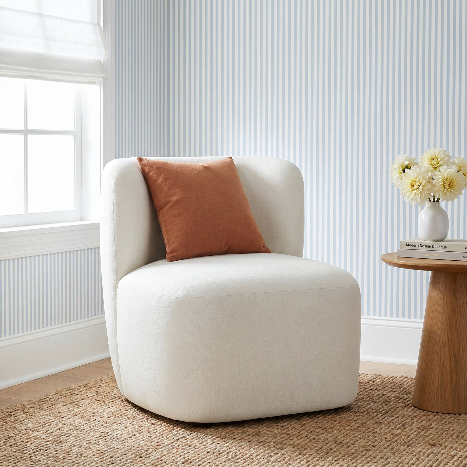 Mariza Upholstered Swivel Accent Chair, Classic Pearl Performance Velvet