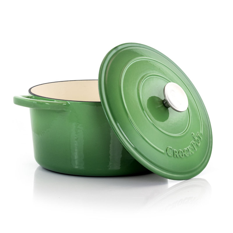 Cocotte ronde artisanale en fonte antiadhésive Crock-pot, 3 pte, Vert pistache
