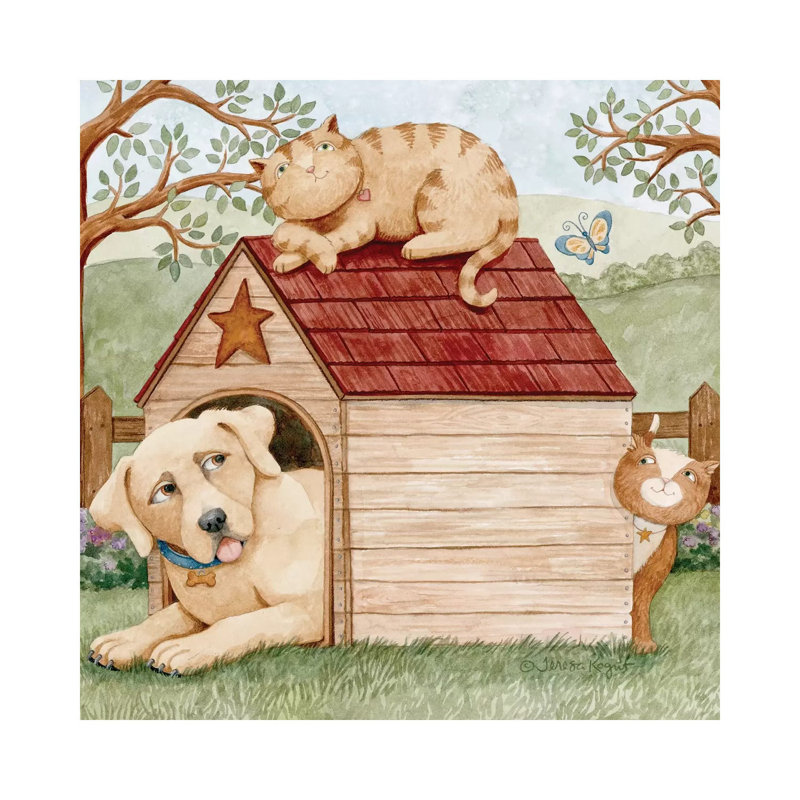 Furry Friends by Teresa Kogut - Painting on Canvas, Wrapped Canvas, 30.48cm H x 30.48cm W x 1.91cm D