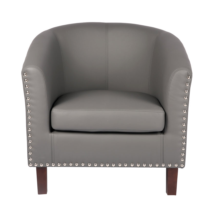 Faux Leather Barrel Chair, Grey