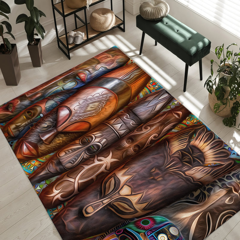 Vibrant Multi-Colored Floral Printed Non-Woven Soft Rug for a Pleasurable Indoor Décor Experience, Rectangle 2' x 2'11"