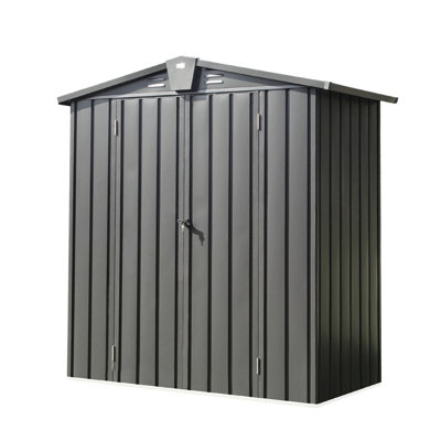 Galvanized Metal Outdoor Storage Shed 5.7X3 Ft - For Patio, Garden, Backyard, Lawn Lockable Double Doors, , Spacious, Roof, Ventilation System Steel For Door, Considerable Capacity, Metal, Roof Water