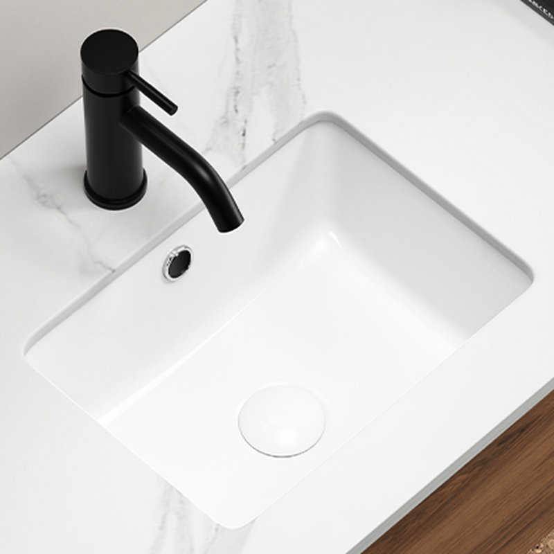 16 Inch American Design Undermount Wash Basin, White Porcelain, Overflow And Drain Hole Bathroom Sink, Porcelain Withstand Acid Alkaline, Easy To Clean