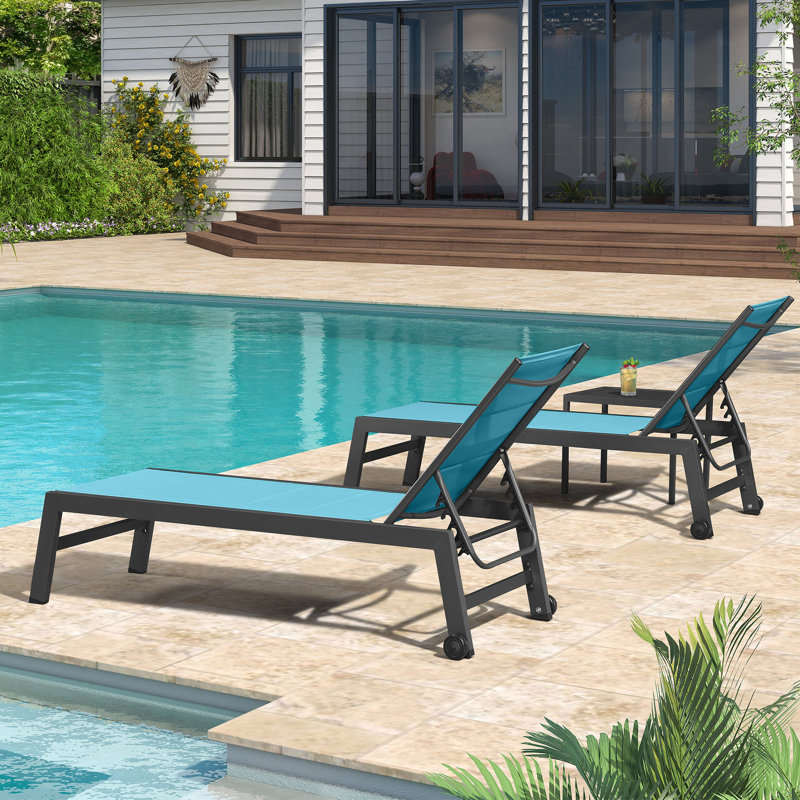 163cm Long Reclining Single Chaise, Blue