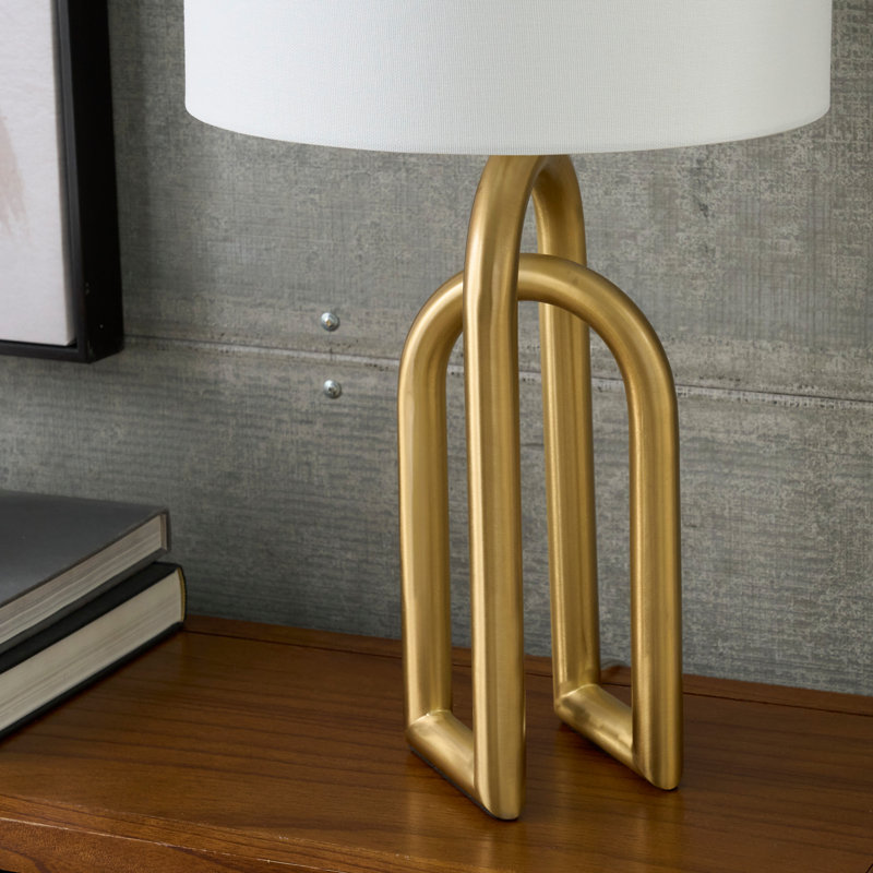 23" Gold Brushed Metal Interlock Modern Table Lamp, Gold