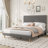 Full Bed Frame with Adjustable Headboard, Velvet Upholstered Platform Full Size Bed Frame, Vertical Channel Tufted, Strong Wooden Slats, No Box Spring Needed, Easy Assembly, Grey-118103172-118103175