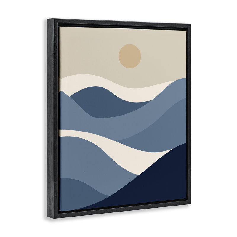  «Moon over Blue Hills», art mural encadré par Daphne Polselli, H 21 po x l 17 po, Cadre flottant noir de jais