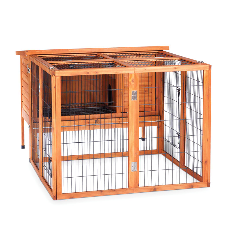Large Natural Wood Rabbit Playpen with Secure Latches