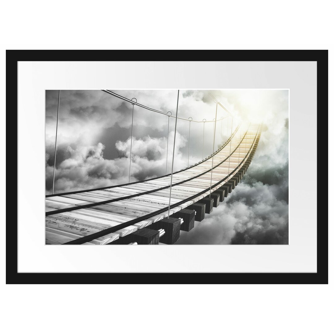 Holzbrücke in den Wolken Gerahmter Fotokunstdruck Poster