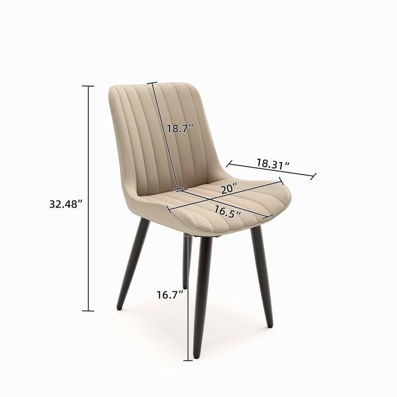Ensemble de 4 chaises de salle à manger modernes en similicuir avec coussins épais et pieds en métal, chaises d'appoint en faux cuir sans accoudoirs pour la cuisine et la salle à manger