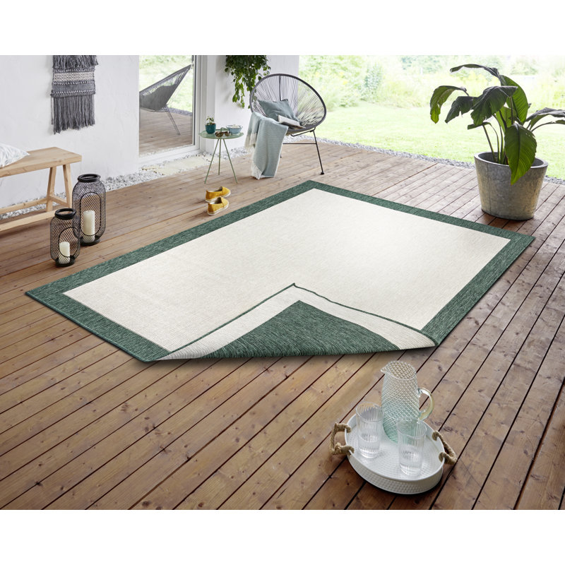Panama Flatweave GreenCream Rug, Rectangle 80 x 150cm