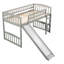 Lit mezzanine simple avec glissoire et échelle, gris