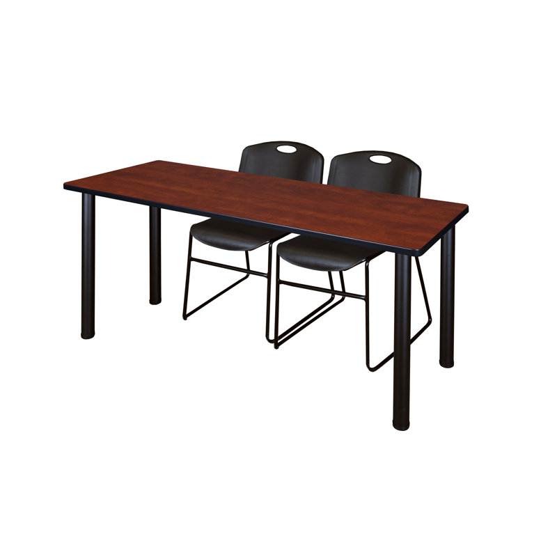 Regency Kee Training Table Top & 2 Zeng Chairs, 29" H x 60" L x 24" W, Cherry, Black