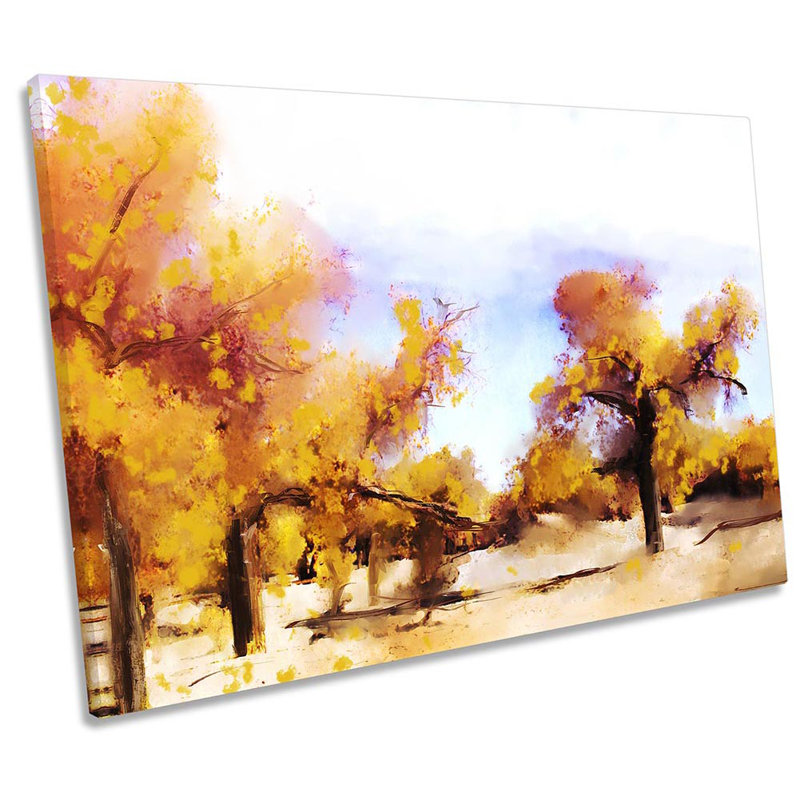 Orange Sunset Woodland - Wrapped Canvas Print, 30.5cm H x 45.7cm W x 2cm D
