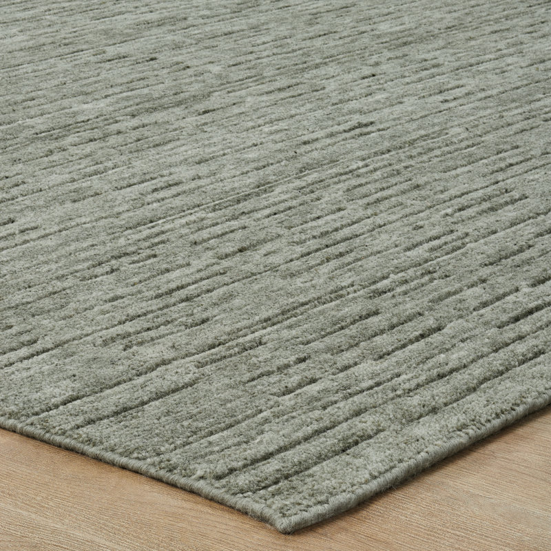 Luxe Wool Area Rug, Gray/Green, Rectangle 7'6" x 9'6"