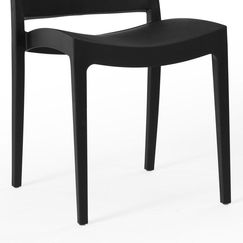 Chaise de salle à manger d'extérieur empilable (ensemble de 2), Noir