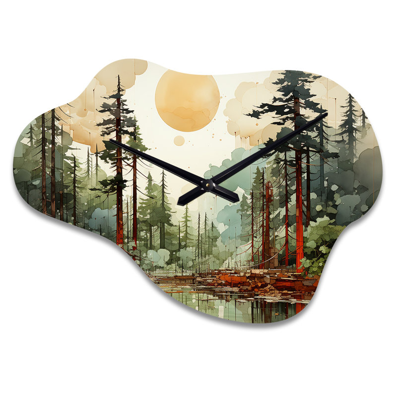 Redwood Tree Natures Forest III - horloge murale en métal Redwood Cloud, horloge murale asymétrique traditionnelle, Petit