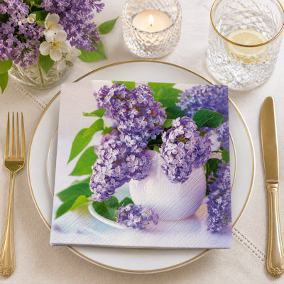 Ensemble de 20 serviettes de table en forme de bouquet de lilas