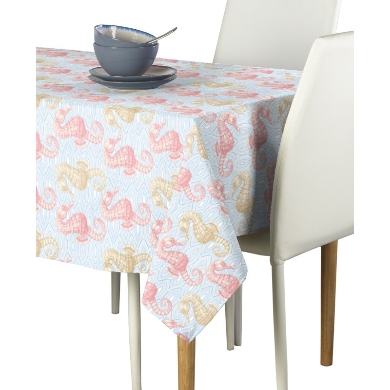Demetrius Geometric Tablecloth, 104" L x 60" W, Coral