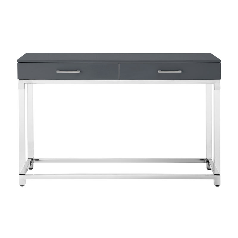 Ungar Maximo Console Table For Entryway Living Room, Dark Gray/Chrome