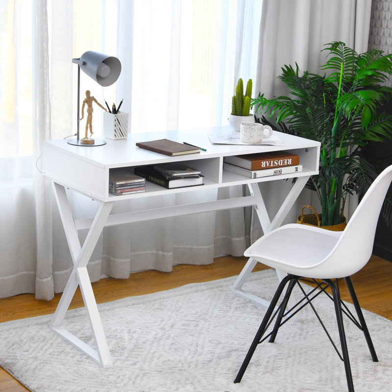 Hodgdon Modern 40" W Computer Desk, Makeup Vanity Table with 2 Storage Compartments