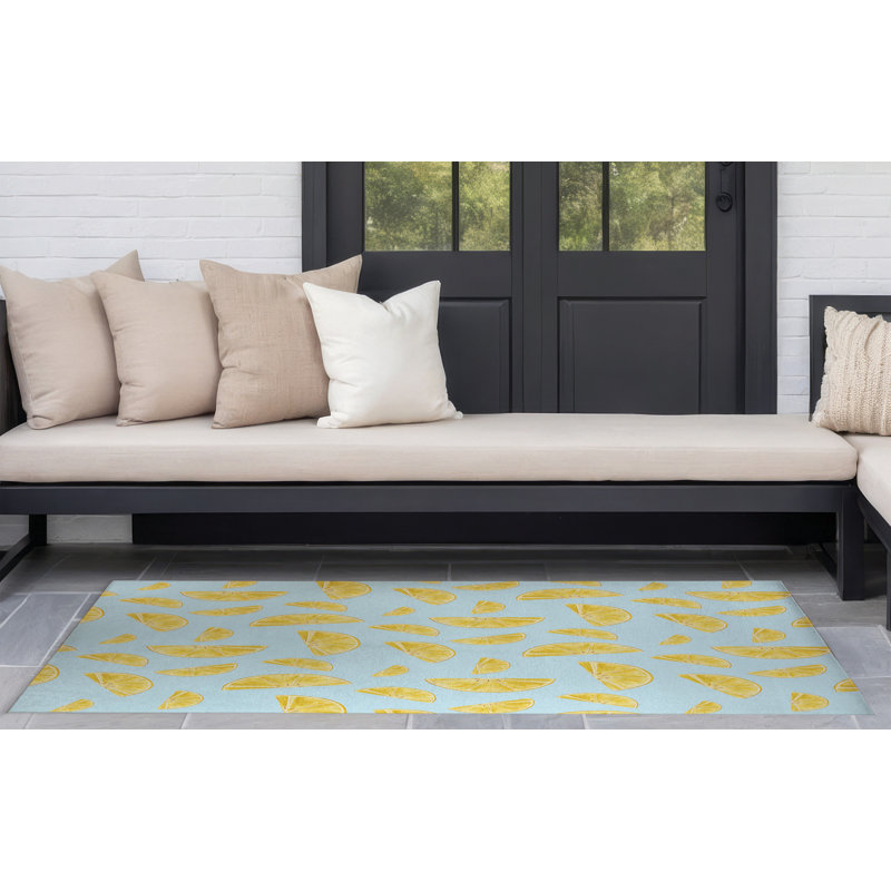 Summer Lemon Outdoor Rug, Rectangle 5' x 7'