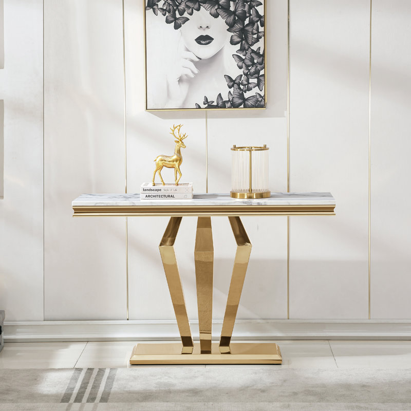 Console 46,85 po Bomen, Doré, Blanc