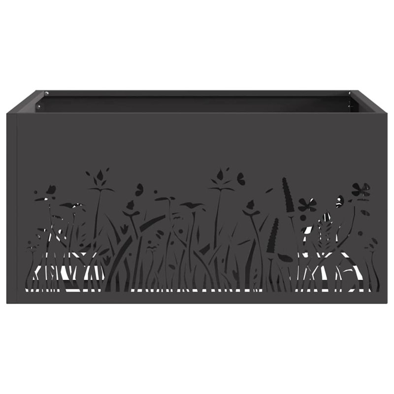 Modern Steel Fire Pit, Black, 30cm H x 60cm W x 60cm D